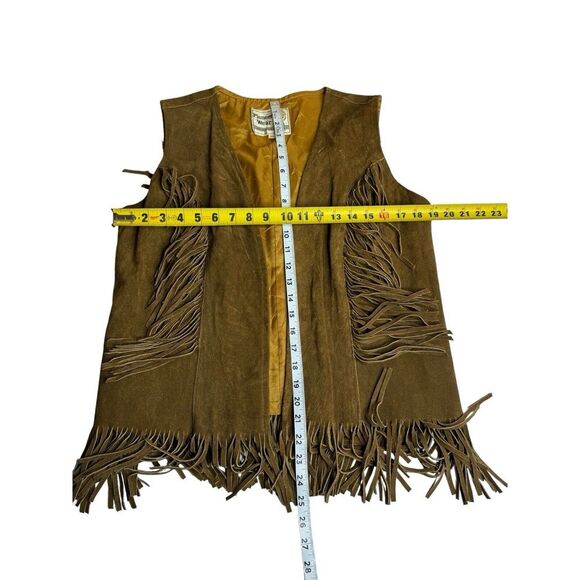 Vintage Pioneer Wear Womens Size 14 Brown Suede Leather Fringe Vest Western - Picture 6 of 6